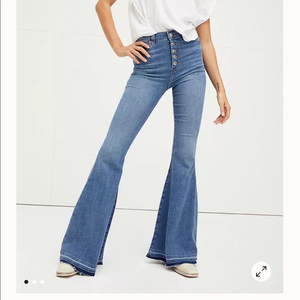RARE! Free People | High Waisted Flare Denim Raw